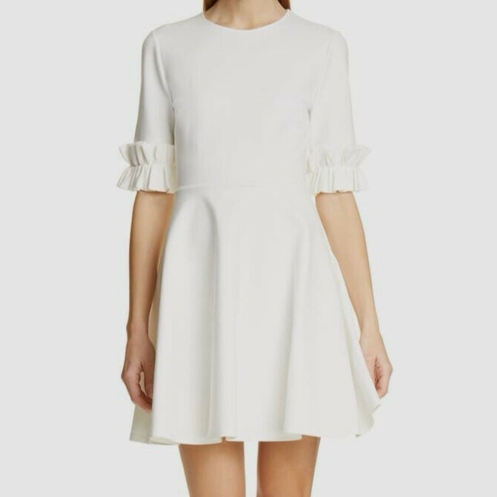 White Ted Baker London Ritzi Ruffle Sleeve Skater Dress Size US 8 / Ted Size 3